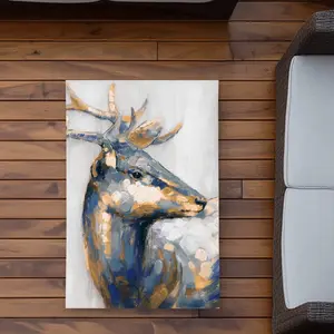 Begin Home Decor C1ROAR238AK2EH 2 x 3 ft. Golden Deer - Gold Bedroom Outdoor Area Rug for Home Decor - Rectangle