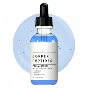 Copper Peptides Serum, GHK-Cu Peptides Serum for Face - Tightening, Soothing, Collagen Boosting - with Hyaluronic Acid - Fragrance-Free