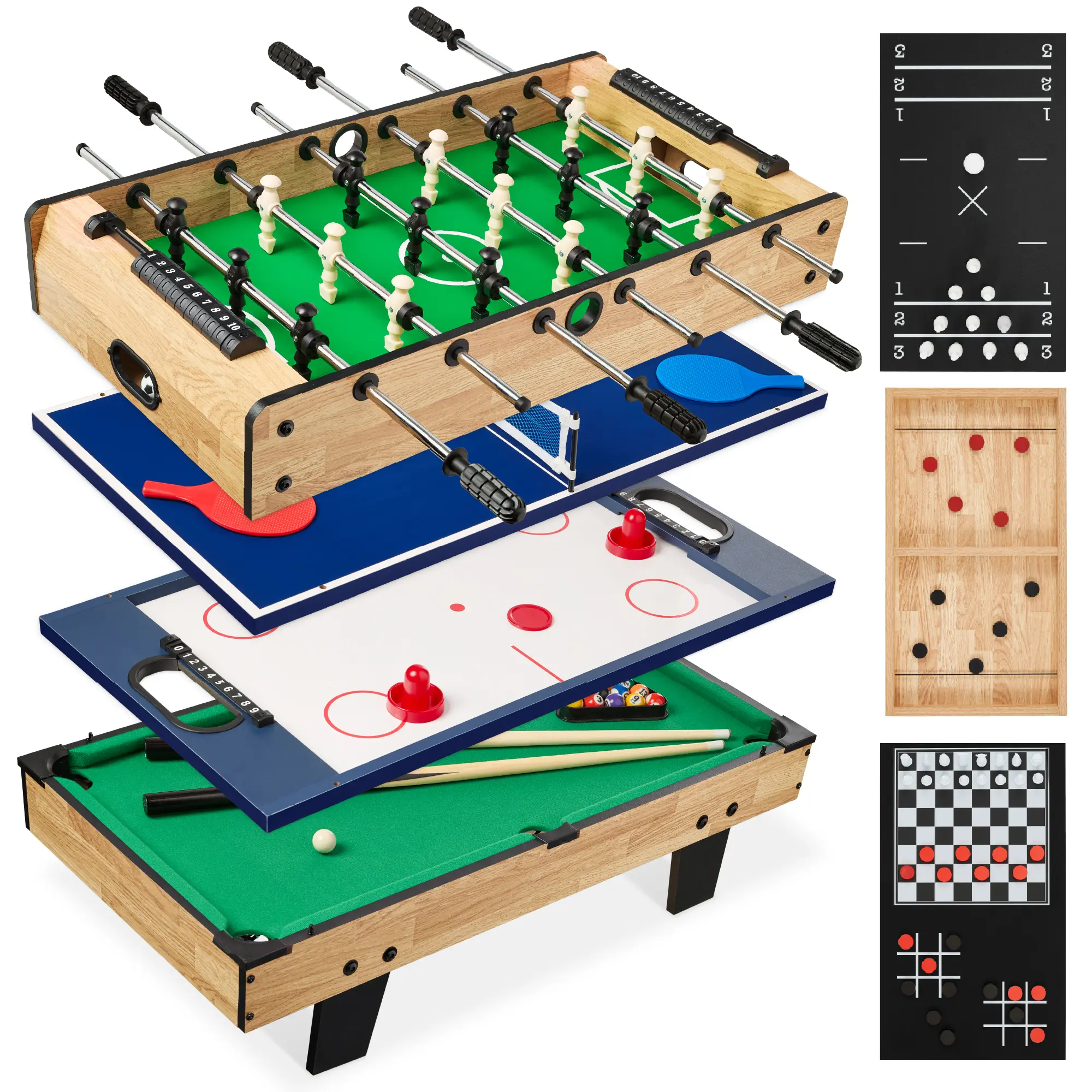 Best Choice Products 11-in-1 Kids Combo Game Set w/ Ping Pong, Foosball, Air Hockey, 5 Accessory Bags Best Choice Products 11-in-1 Kids Combo Game Set w/ Ping Pong, Foosball, Air Hockey, 5 Accessory Bags