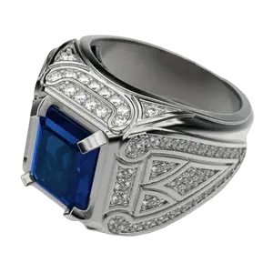 1Pc New Luxury Vintage Men’s Ring - Synthetic Sapphire Inlay, Daily Outfit Accessory, Valentine’s Day Gift For Male Friends
