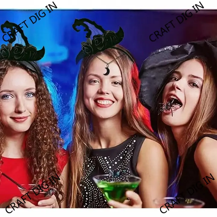 Small Witch Headband Spider Ghost Pumpkin Cute Little Witch Hat Headband Witch Hair Band Adult Halloween Headpiece Black Witch Hat Headband Adult Girls
