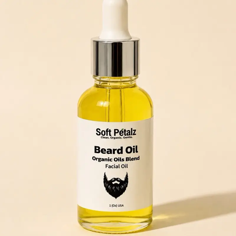 Soft Petalz Organic Beard Oil Blend – Beard Softening, Growth Support & Daily Maintenance Oil with Argan, Jojoba, Amla & Vitamin E