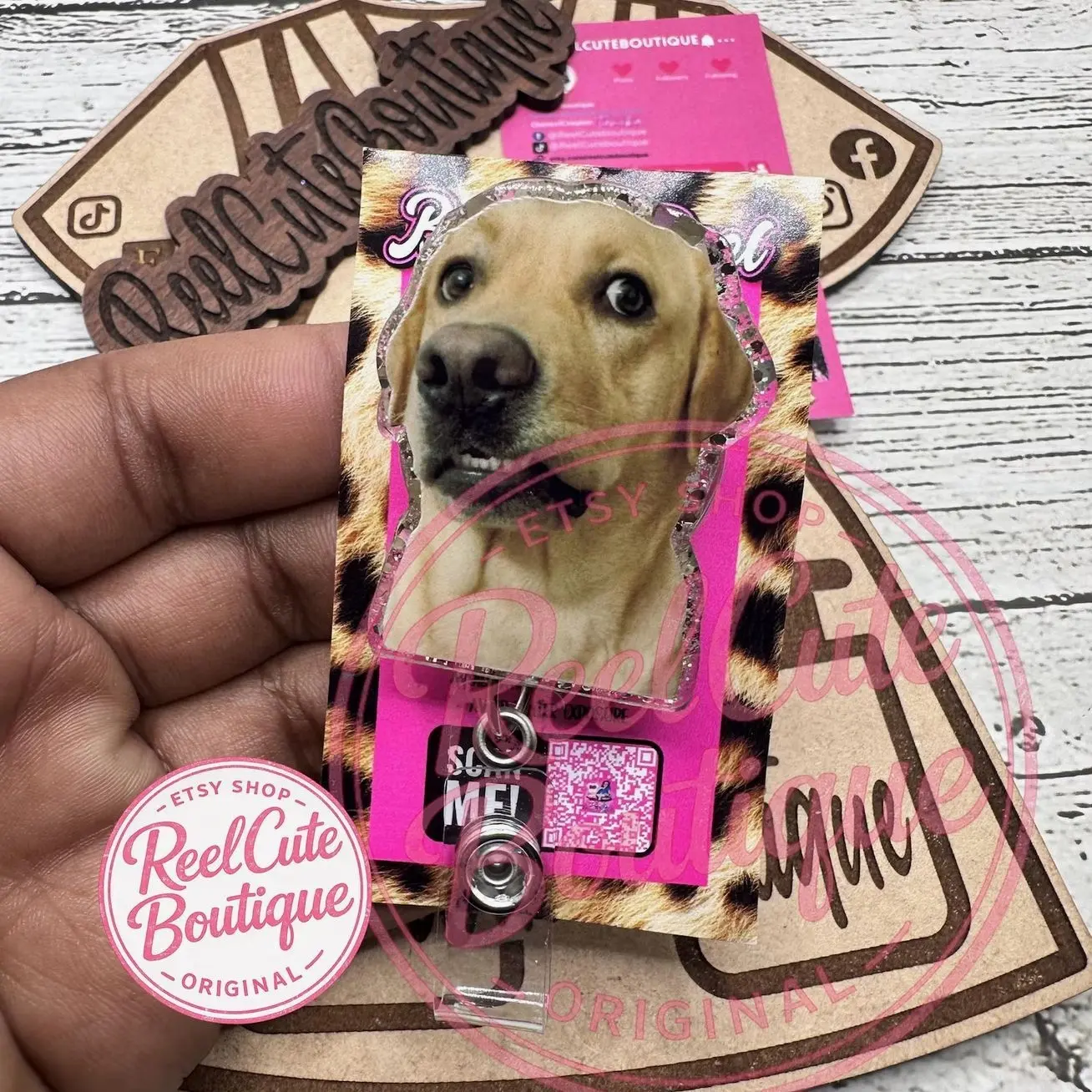 Dog Glitter Badge Reel: Funny Nurse ID Holder