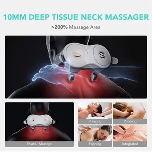 SKG H7 Shiatsu Neck and Shoulder Massager, Neck Massager with Heat for Pain Relief Deep Tissue, 4D Electric Kneading Massager with 4 Heating Levels and Massage Modes to Relax at Home, Office