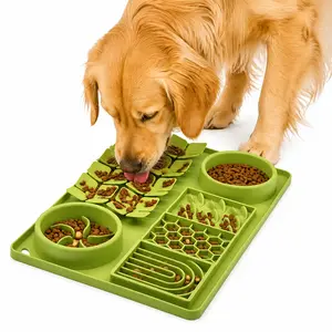 3-in-1 Silicone Slow Feeder Mat for Dogs - Food Grade BPA-Free Lick Mat with Non-Slip Suction Cups, Slow Feeders for Anti-Choking, Mental Stimulation, Dry/Wet/Raw Food Compatibility, Dishwasher Safe