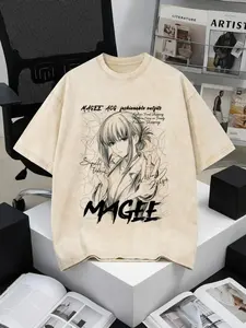 Smoking Behind the Supermarket Anime Shirt Yamada Acid Wash Vintage Graphic Tee | 100% Cotton Heavyweight Unisex Oversized Streetwear Summer Crewneck T-Shirt, Manga Otaku Merch Gift