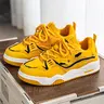 Male Colorblock Low-Top Lace-Up Fabric Streetwear Trainers - Fashion Casual Shoes, Ankle-Cut Sports Footwear with Secure Fit, Comfortable Flat Sole for All Seasons