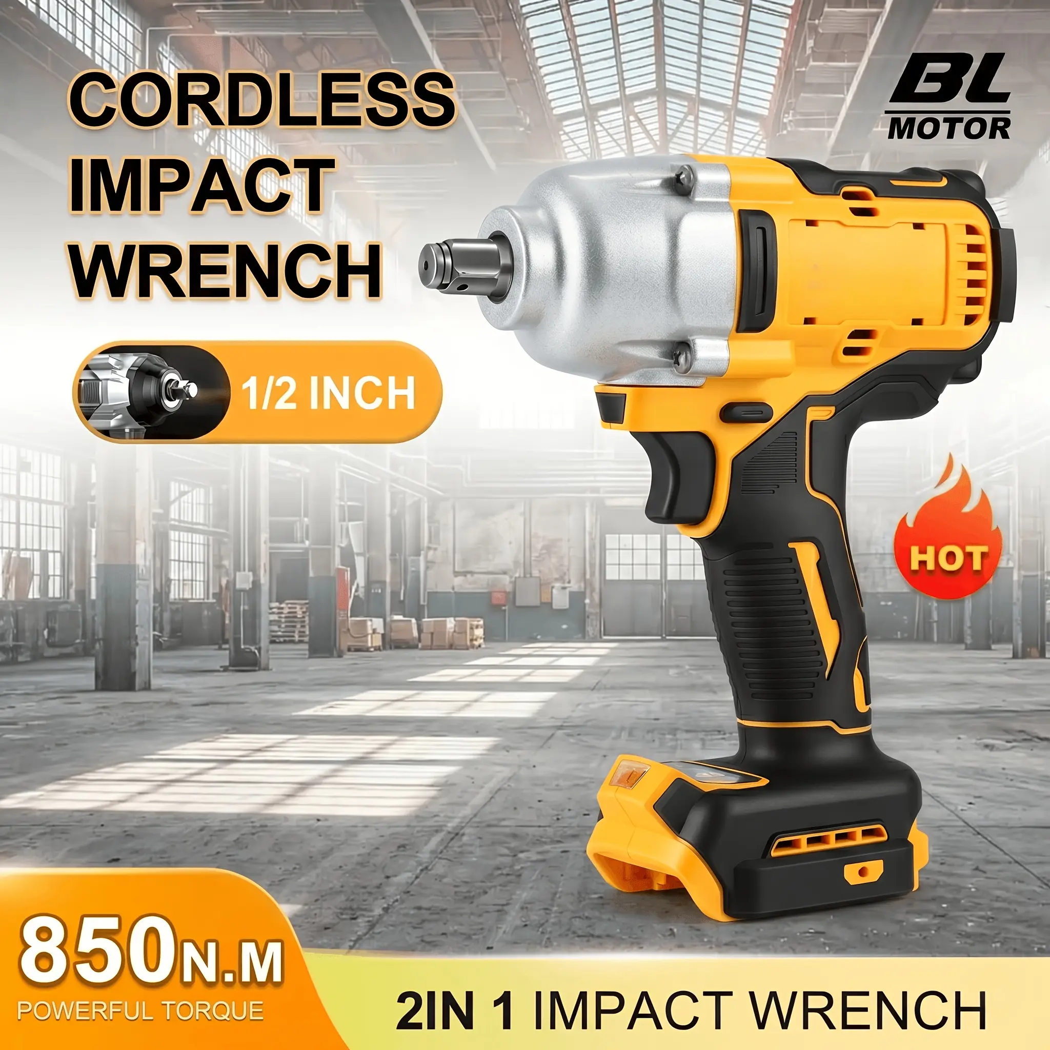 1/2-Inch High-Torque Impact Wrench (Compatible withDewalt 20V Batteries) 626 Ft-Lbs (850 Nm) High-TorqueImpact Driver, Brushless Electric Impact Gun with 4 ModesAnd LED Light Ideal for Cars, Trucks