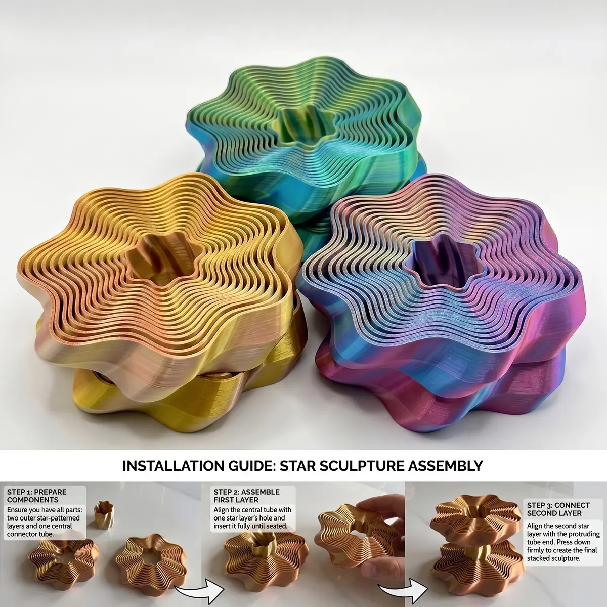 Portable 3D-Printed Double Helix Tower Fidget Toy, Color Change Stress Relief Toy with Mesmerizing Dynamic Display, Oddly Satisfying for Anyone Seeking Stress Relief，Novelty Toys