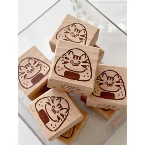 Meow Cat Rice Ball & Notes Stamp – Beech Wood Rubber Stamps