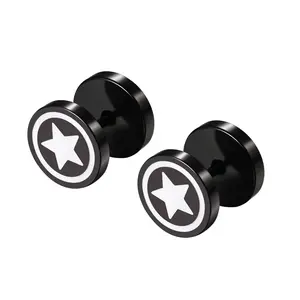OIDEA Stainless Steel Fake Gauges Plug Stud Earrings Flat Back Tunnel Studs for Men Women Non-Pierced Look