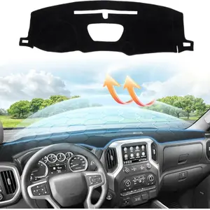 KUST Dash Cover Fits for 2019-2025 Chevy Silverado 1500 2500HD 3500HD/2019-2023 GMC Sierra 1500 2500HD 3500HD w/o Head U Non-Slip Pad Carpet Anti-Glare
