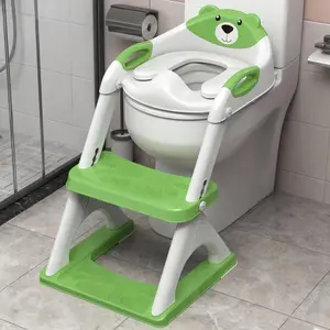 Potty Training Seat for Toddlers – 2-in-1 Adjustable potty ladder with Step Stool, Anti-Slip Cushion, Splash Guard & Extra-Wide Pedals, Supports 200+ lbs, Ideal for Boys & Girls (8899-Green)