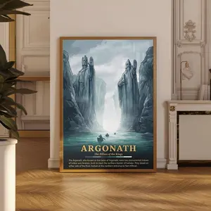 Argonath Poster, Lord of the Rings Wall Art, LOTR Middle Earth Travel Print, Tolkien Inspired River Anduin Gates of Kings Decor for Home Art