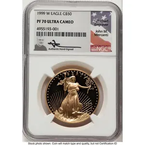 Modern Bullion Coins (1999-W Proof Gold Eagle 1 oz John Mercanti)