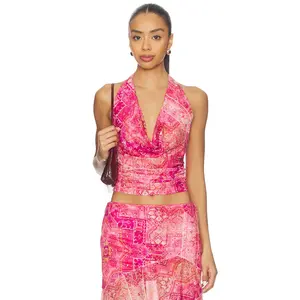 Runaway The Label Emery Cowl Halter Top in Gaia Pink