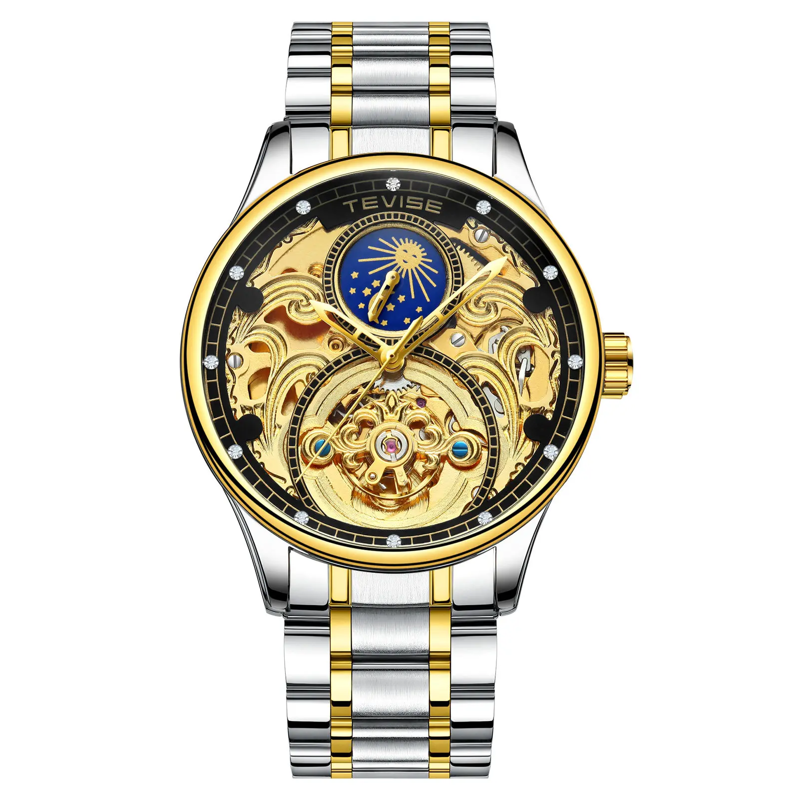 TEVISE Mens Automatic Mechanical Watch High Quality Craftsmanship Alloy Case Butterfly Clasp Solid Stainless Steel Band Perfect Gift for Christmas Birthday New Year Thanksgiving relojes para hombres