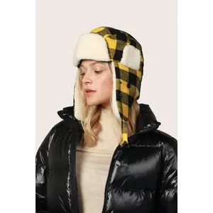 Plaid Trapper Hat for Winter – Sherpa Lined Hat with Detachable Face Mask