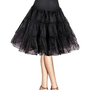 Women’s Vintage Tulle Crinoline Petticoat Knee Length Underskirt for Dresses