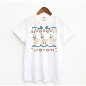 Women's Vintage 80s Everyday T-Shirt - Short-Sleeve, Round Neck, Funny Silly Goose, Blue Ribbon Retro, Sports & Outdoor Streetwear, Casual Top, Tshirt