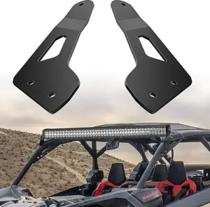 Nilight CNC Pressed Iron Alloy Roof Lighting Mounting Brackets, 50in Straight Light Compatible, Pre-Drilled for Easy Installation, UTV Roof Upper Windshield Fit for Can-am Maverick X3 (2017-2024), Includes Parts & Accessories