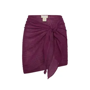 South Beach Sarong - Eggplant Crinkle Linen