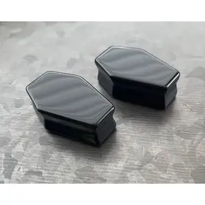 PAIR of Unique Coffin Shaped Organic Black Obsidian Double Flare Stone Plugs