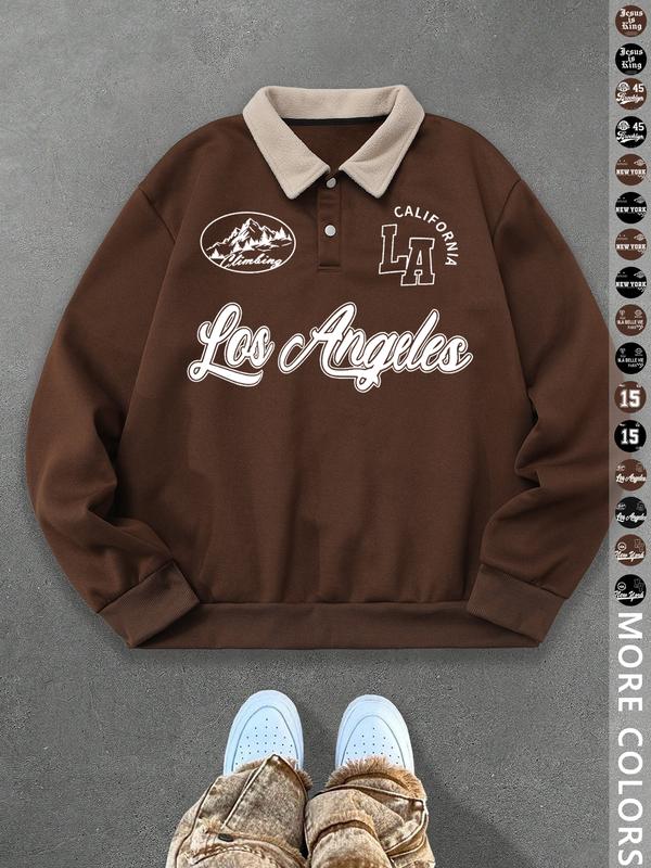 Unisex Y2K Style New York Letter Print Polo Sweatshirt, Thick Retro British Aesthetic Lamb Wool Collar Pullover for Streetwear Casual Wear