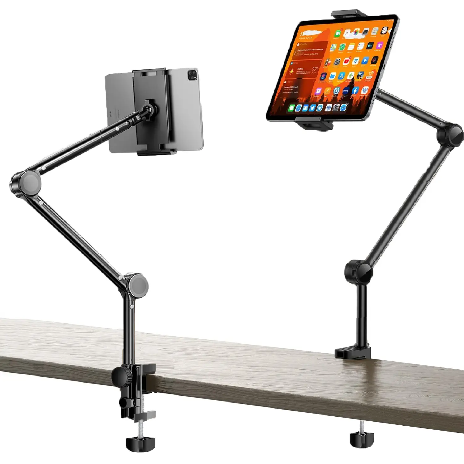 Multi-Function Tablet Stand Holder Mount, Foldable Tablet Holder For Bed, 360° Flexible&Adjustable Metal Arm Tablet/Phone Mount Clamp For Desk/Bed Fit For 4.7-11" Devices