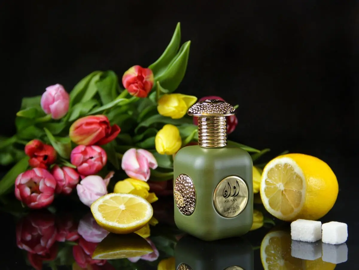 Lattafa Pride Awaan Gold 3.4 Eau de Parfum - Captivating Aromatic Fruity Unisex Fragrance with Orange Bergamot Jasmine & Musk Notes 100ml Regular Edition