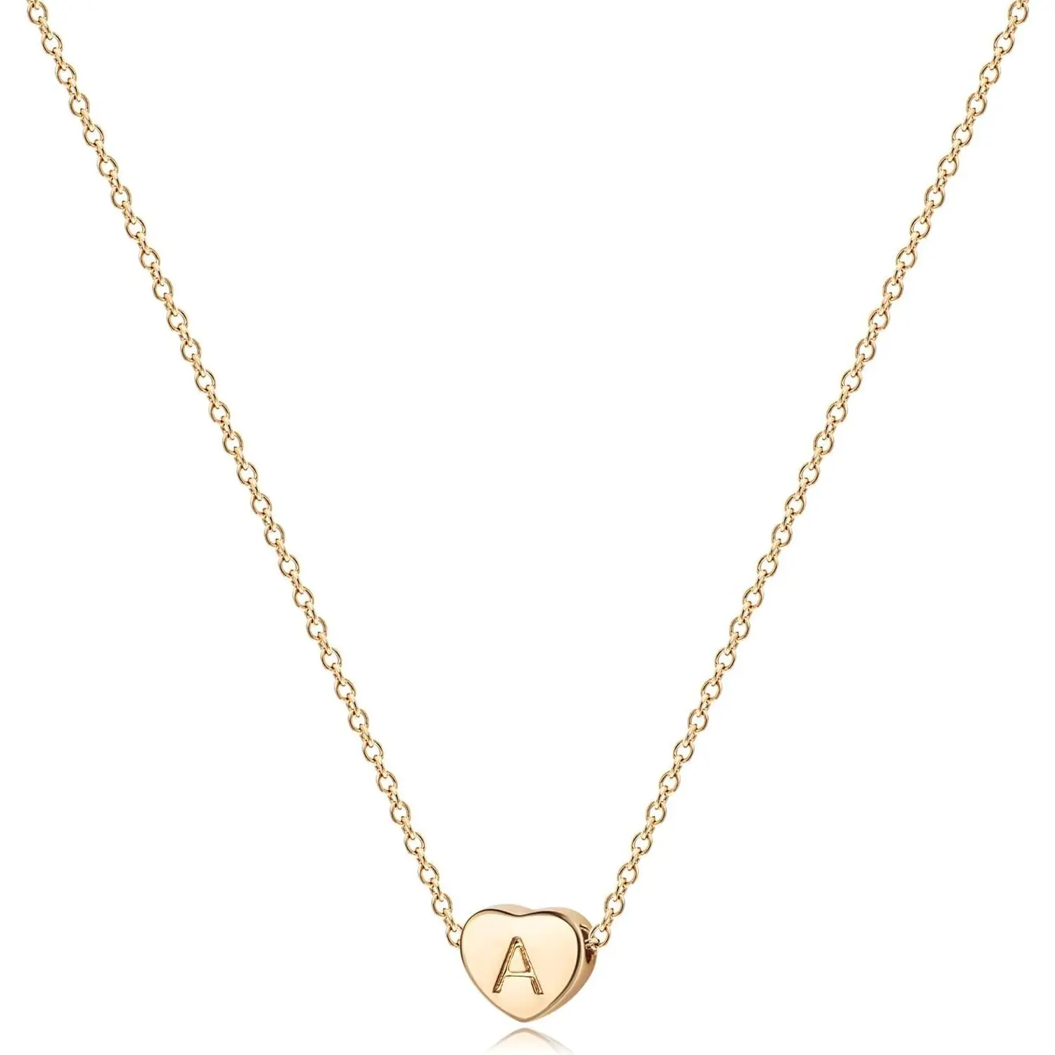 CASSIECA Gold Initial Heart Design Artificial Gemstone Necklace, Handmade Dainty Initial & Letter Shaped Jewelry, Personalized Charm Accessory Gift for Women, Dainty Initial Necklaces, Initial Necklaces
