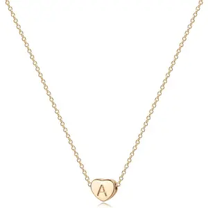 CASSIECA Gold Initial Heart Design Necklace, Handmade Fashion Accessory, Dainty Tiny Personalized Charm Jewelry Gift for Women