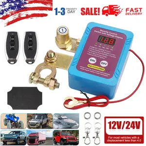 12V/24V 240A Remote Battery Disconnect Switch with LED Voltmeter Display for Car