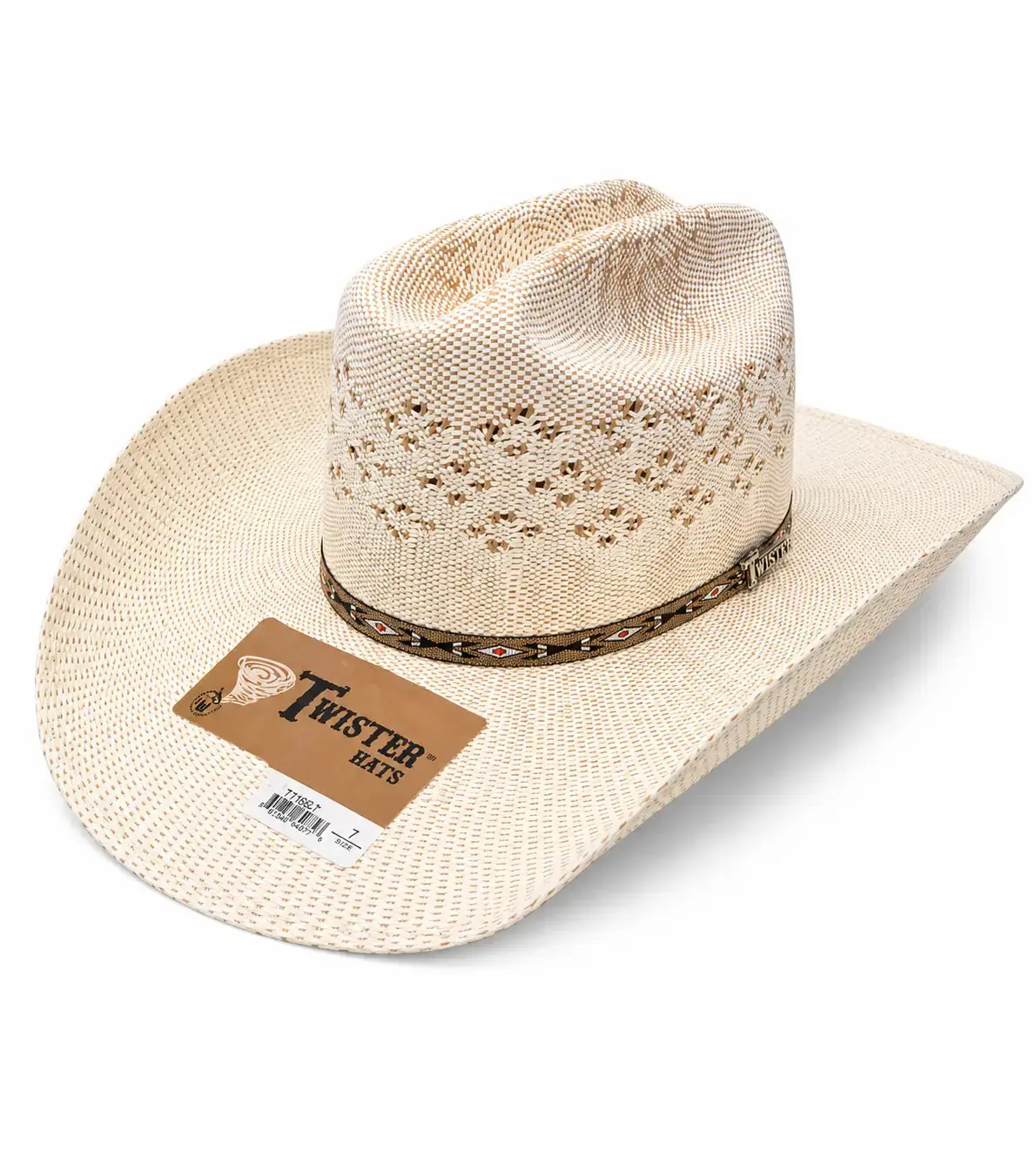 Twister Natural Straw Cowboy Hat – Vent Crown 4.5" Crown 4.25" Brim