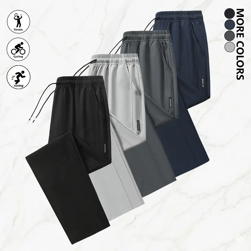 Men’s casual quick-dry lightweight long pants — available in 4 colors, featuring zippered pockets; stylish men’s jogging athletic pants suitable for all seasons, ideal for everyday wear, hiking, cycling, fitness, and other outdoor activities.Summervibes