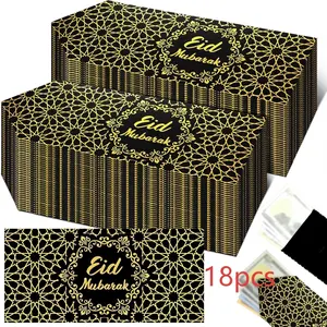 18pcs Ramadan Eid Mubarak Money Envelopes, Paper Envelope, 6.7 X 3.2 Inch Cash & Gift Card Holders, Pocket Envelopes for Eid Holiday Party