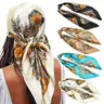 AWAYTR Women's 4-Piece Breathable Polyester Square Scarves Set - 35" Large Silk-Like Satin Floral Pattern Shawl, Neck Scarf Bandana, Matching Headscarf, Accessories for Adults Female