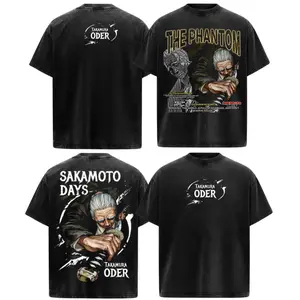 Takamura Sakamoto Days Anime Manga Acid Washed 230GSM Heavyweight Cotton T Shirt Collection - Size S to 3XL - Unisex Vintage Streetwear Oversized Crewneck Merch - Gift for Anime Fans