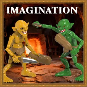 T13 Action Figure Full Joint Movable Goblin Model, Multi-Color Creative Display Piece, Dual Expression Head Carving, Fun Handheld Toy