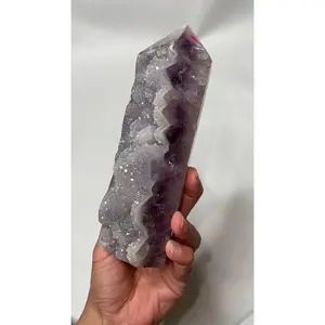 Large Sparkly Agate x Amethyst Geode Tower