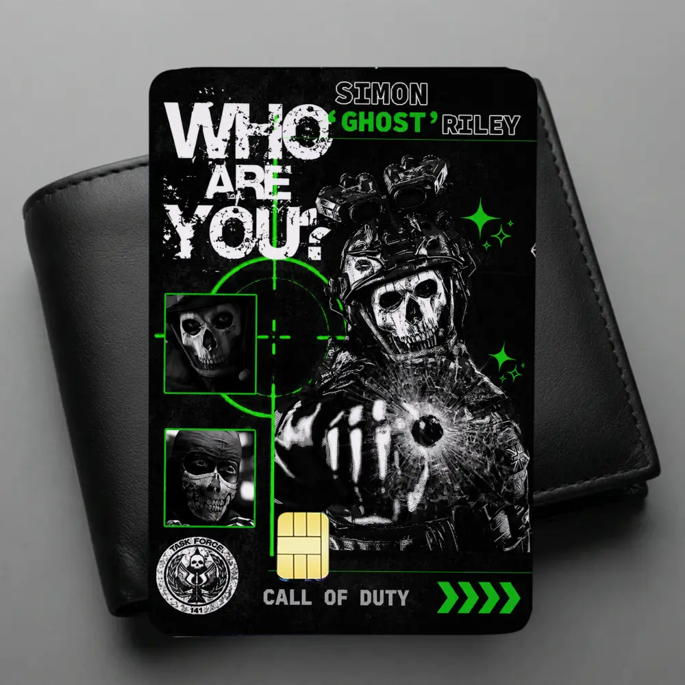 Call of duty Ghosts Credit Card Sticker | Simon Riley Matte Vinyl Decal, Unique Gaming Accessory for Collectors