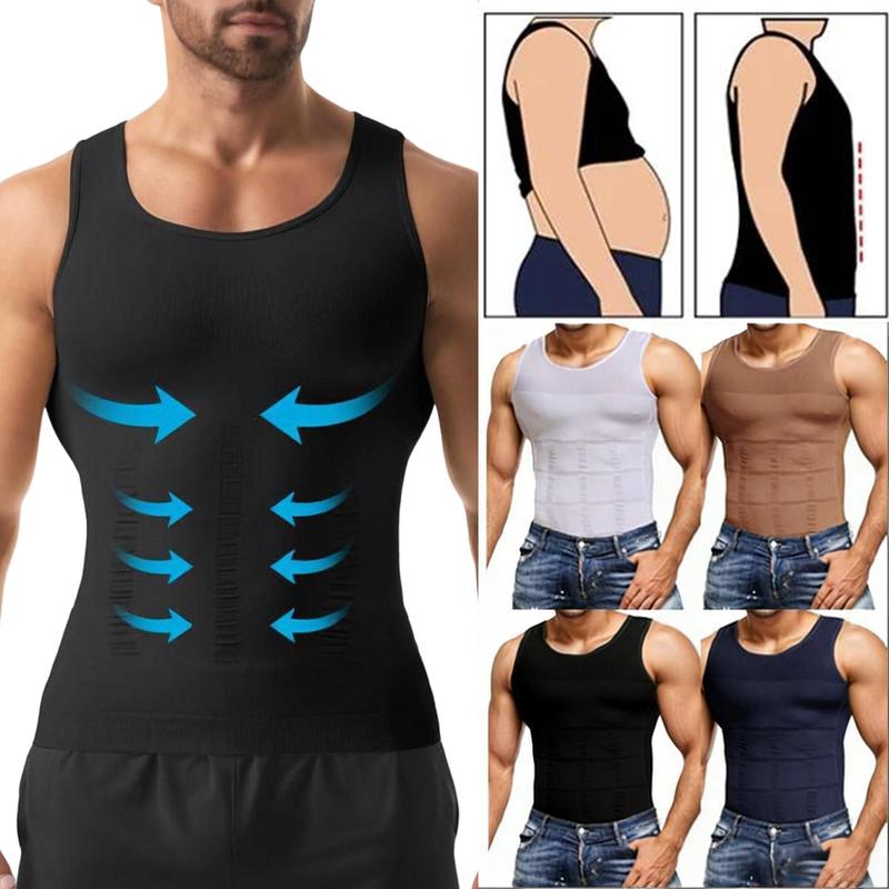 Mens Compression Shirt, Tummy Control Vest, Menswear Body Shaper, Breathable Lightweight Stretchy Comfortable Activewear Workout Tank Tops Smooth Undershirt Soft Suits,Shapewear