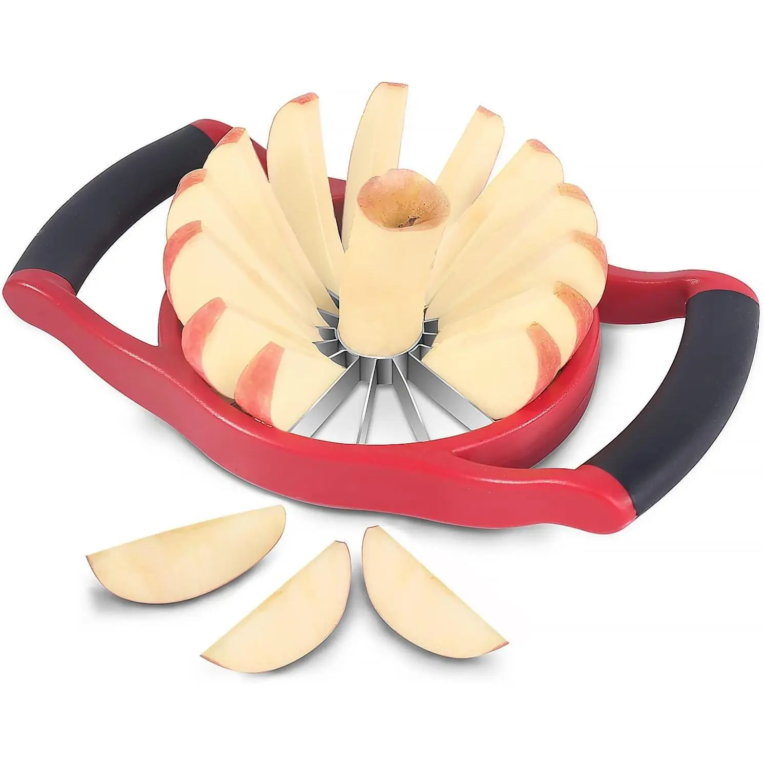 5.12 Inch   Slicer, 16-Slices Heavy Duty  , Durable  Corer,    Slicer and Corer - for , Potato, i and More, Red