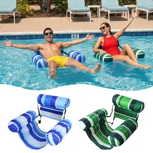 2-Pack Inflatable Pool Hammocks, PVC Three-Tube Floats for Adults, Portable Foldable, Ideal for Beach and Home Pools, Travel-Friendly