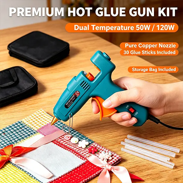 Dual Temperature Hot Melt Glue Gun Kit, Professional Fast-Heating Tool with 30 High-Viscosity Glue Sticks and Storage Bag for DIY Crafts, Household Repairs (Home Improvement, Wallpaper Adhesives)