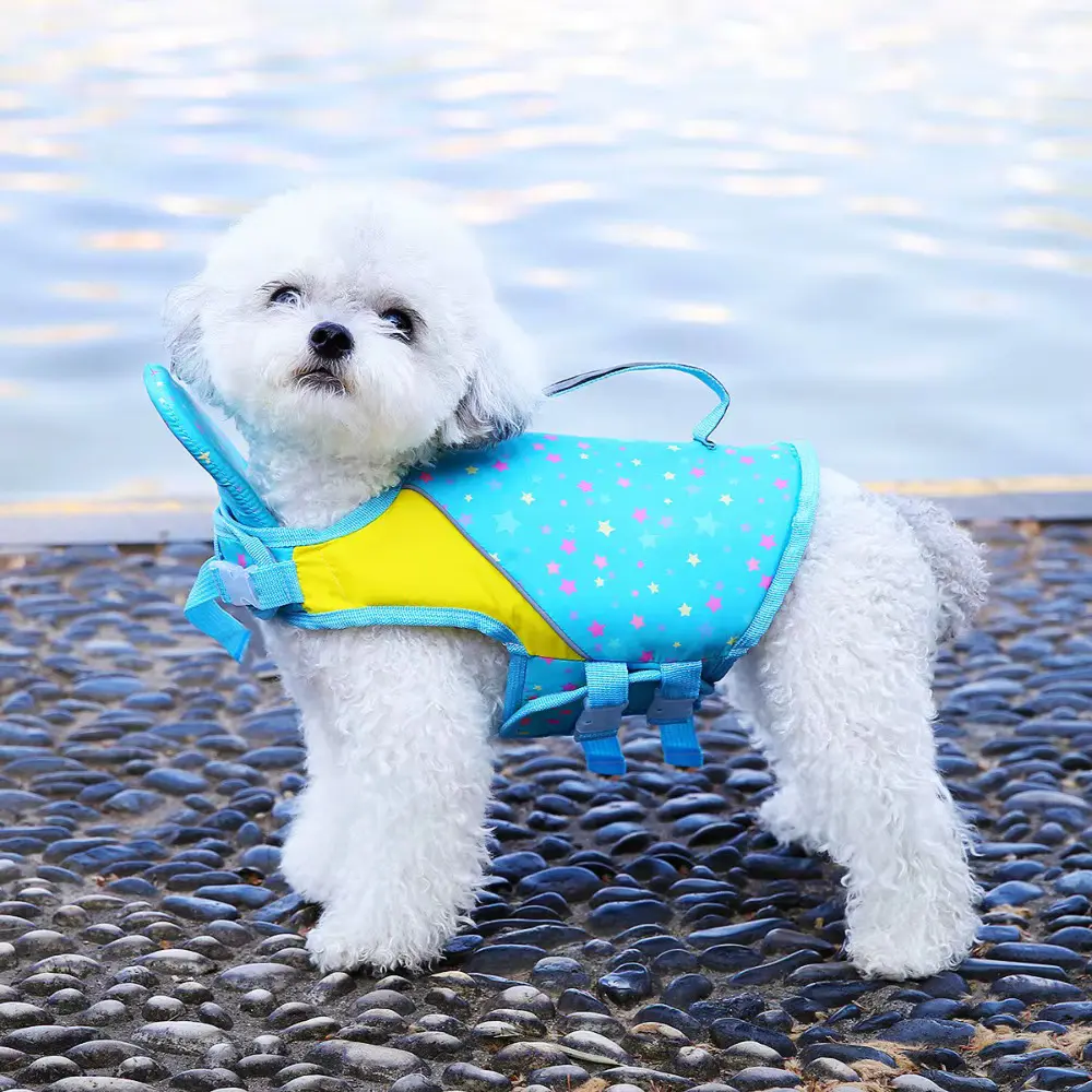 French Bulldog Dog Life Jacket Float Vest with Handle & Removable Neck Support