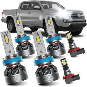 Suitable for 2016-2023 Toyota Tacoma High and Low Beam Fog Light Bulb Set, 6000K White Plug and Play Super Bright Bulbs, Pack of 6