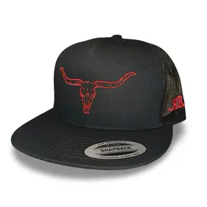 The Lone Ranger GA Edition Hat with Red Bull Skull Design and Snapback Closure