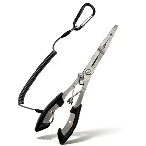 8.4 Inch Multi-Functional Fishing Pliers, Long Nose Hook Remover, Corrosion Resistant Stainless Steel, Safe Lanyard, Fresh & Salt Water Use, No Battery Needed