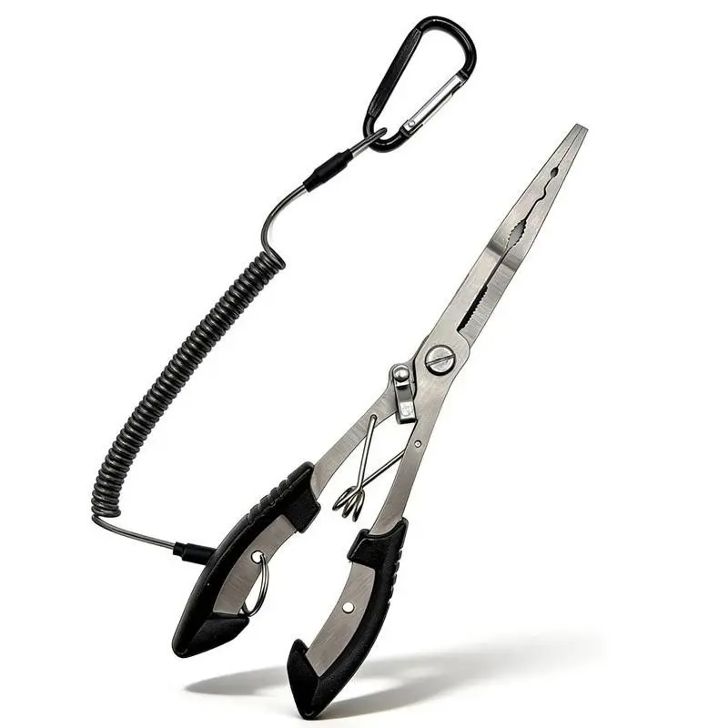 8.4 Inch Multi-Functional Fishing Pliers, Outdoor Fishing Equipment, Long Nose Hook Remover, Corrosion Resistant Stainless Steel, Safe Lanyard, Fresh & Salt Water Use, No Battery Needed